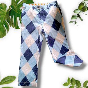 Loudmouth Cotton-Blend Blue Argyle Golf Pants, sz 34x30/28